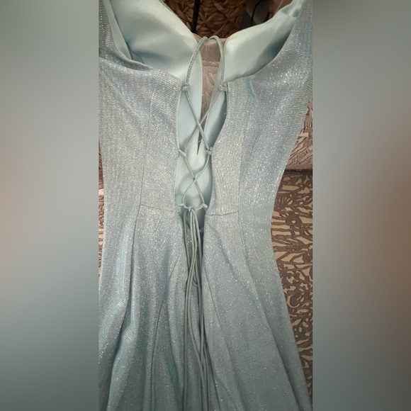 Prom Dress - Seafoam blue Shimmer Mermaid Prom Dress – Fits Size 00 - Picture 4 of 7